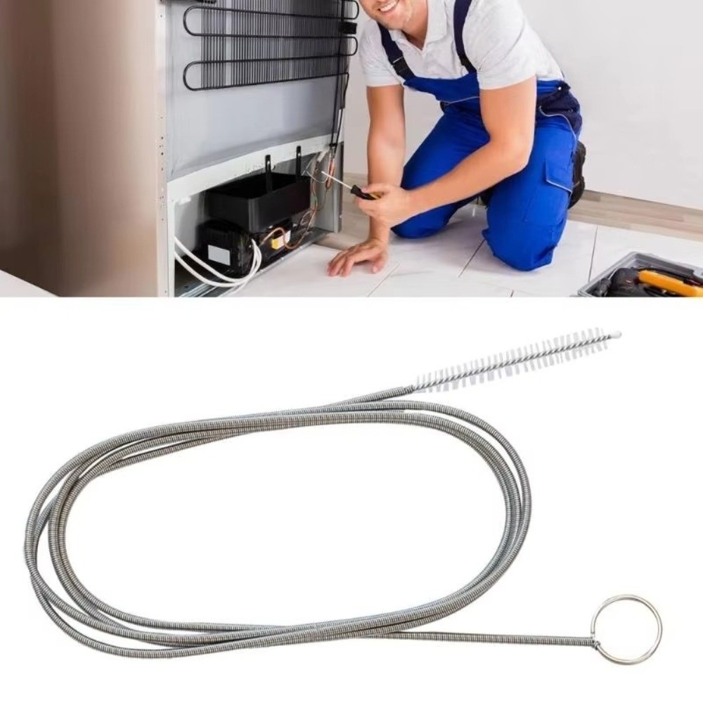 Pipe Bending Spring - 長いフレキシブル冷蔵庫排水口清掃用ブラシ、曲げられるワイヤーチューブスプリング水道浚渫ツール、1M/1.5Mナイロン製毛