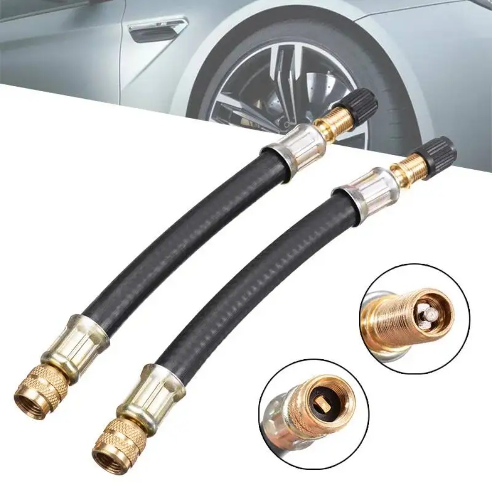 Flexible Hose Braided - 1個入りフレキシブルゴムタイヤバルブエクステンション 210mm ツインホイールトラックバンバスアダプター 車用タイヤバルブエクステンダー バイクアクセサリー