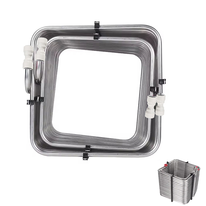 Push Fit Connector - SS304製角型コイル、断熱ジョッキーボックス用の自作冷却装置用コイルチューブ、5/16インチから3/8インチへのプッシュ式ストレートクイックコネクター付き。