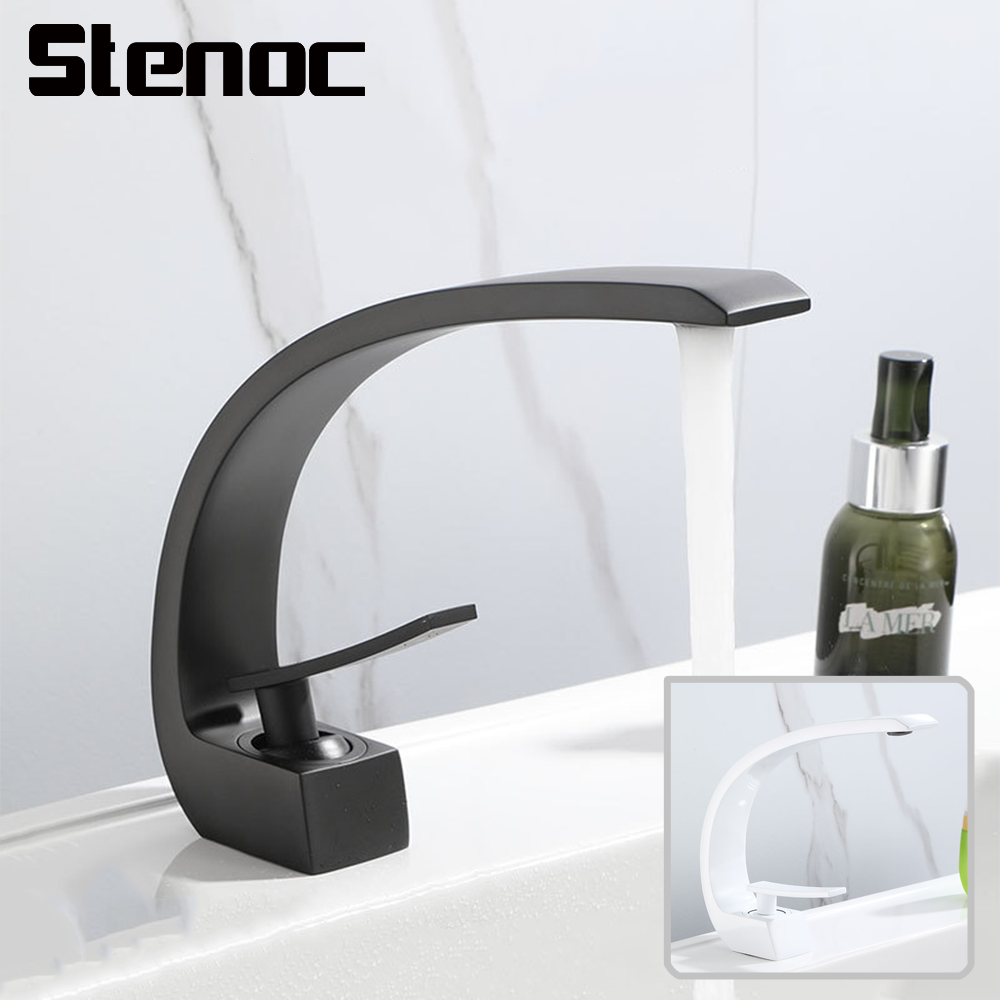 黒/白カーブデザイン洗面器蛇口浴室水混合栓デッキマウント洗面 - Silicone Tap Washer のレビューと価格