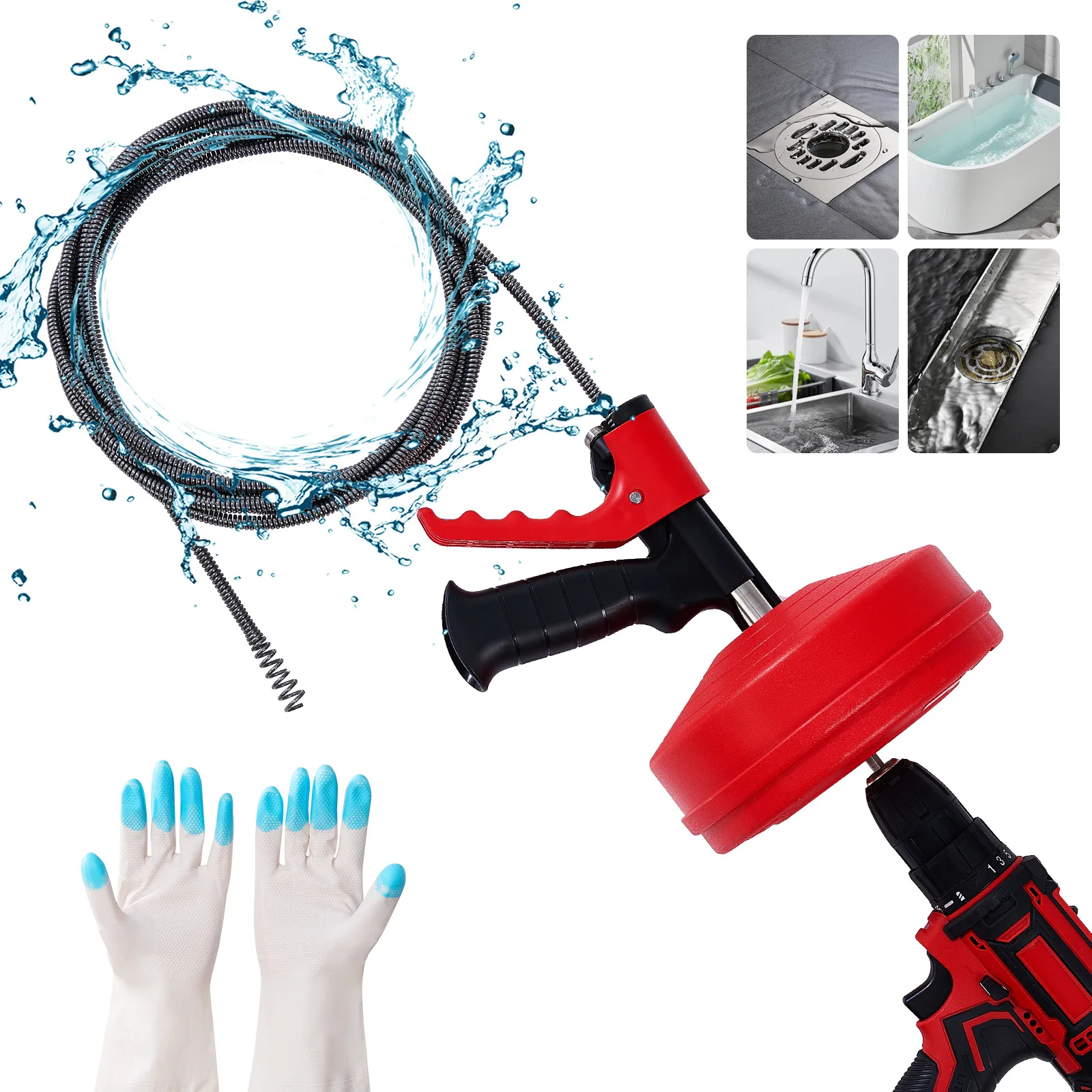 プロ仕様の排水管クリーナー（フレキシブルタイプ）。手動式また - Drain Snake Flexible のレビューと価格